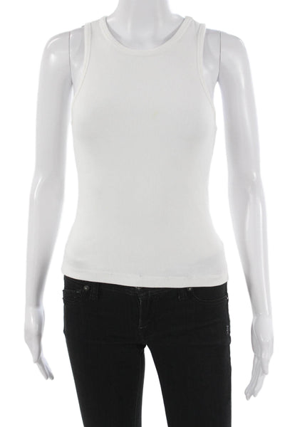 Tularosa Women Basic White Cotton Sleeveless Round Neck Tank Size S