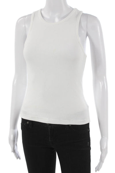 Tularosa Women Basic White Cotton Sleeveless Round Neck Tank Size S