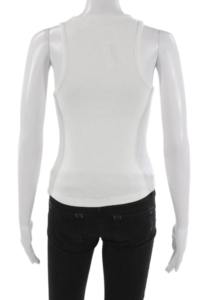 Tularosa Women Basic White Cotton Sleeveless Round Neck Tank Size S