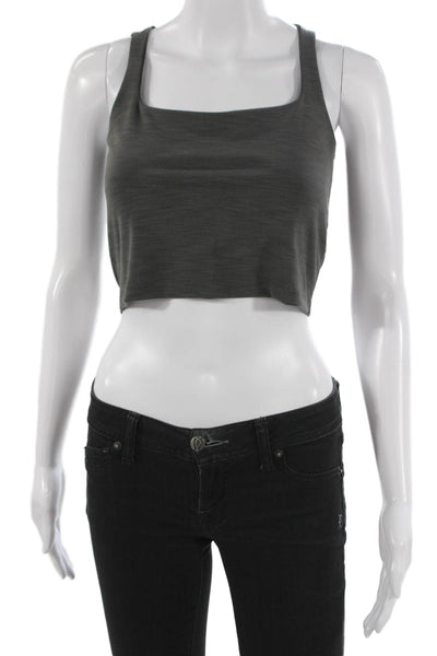 Beyond Yoga Womens Cropped Tank Sleeveless Square Neck Gray Polyester Size M