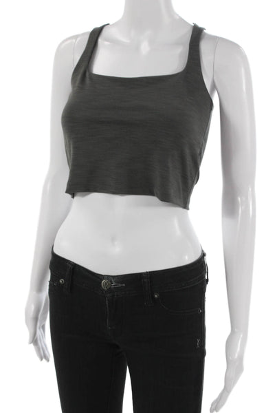 Beyond Yoga Womens Cropped Tank Sleeveless Square Neck Gray Polyester Size M