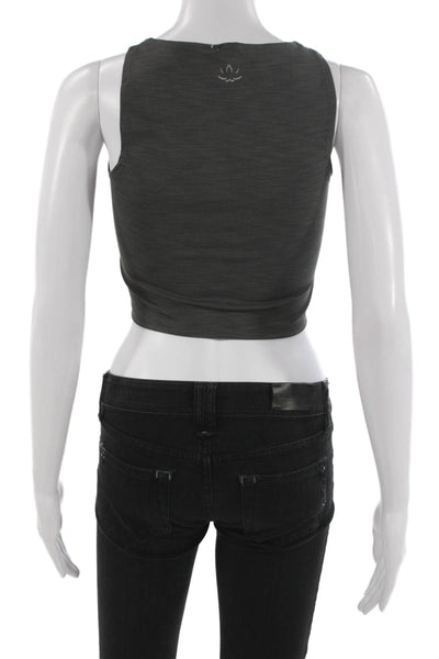 Beyond Yoga Womens Cropped Tank Sleeveless Square Neck Gray Polyester Size M