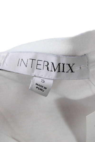 Intermix Womens Cropped White Cotton Crewneck Sleeveless T Shirt Size S