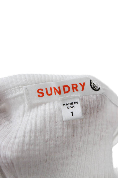 Sundry Women Basic Tank Sleeveless White Cotton Pullover Size 1