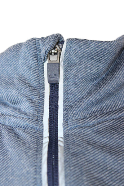 Vineyard Vines Mens Pullover Mock Neck Zip Blue Polyester Casual Size XL