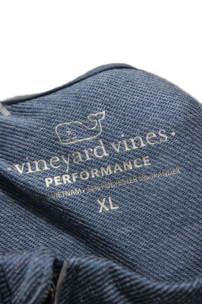 Vineyard Vines Mens Pullover Mock Neck Zip Blue Polyester Casual Size XL