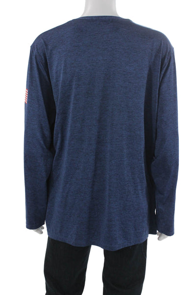 Vineyard Vines Mens Blue Graphic Long Sleeve Basic T-Shirt Polyester Size XL