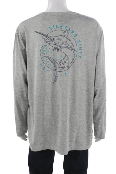 Vineyard Vines Mens Blue Graphic Long Sleeve Basic T-Shirt Polyester Size XL
