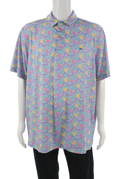 Vineyard Vines Mens Cotton Short Sleeve Casual Polo Shirt Gray Size XL