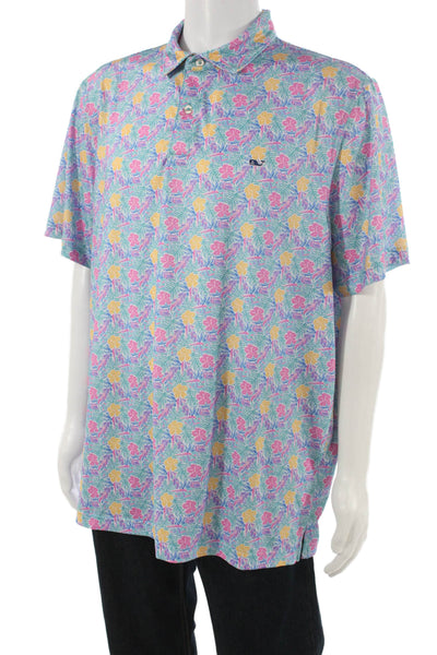 Vineyard Vines Mens Cotton Short Sleeve Casual Polo Shirt Gray Size XL