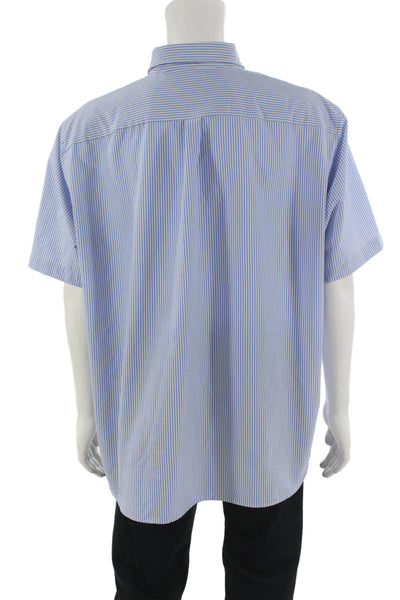 Vineyard Vines Mens Striped Short Sleeve Button Down Shirt Blue Size 2XL