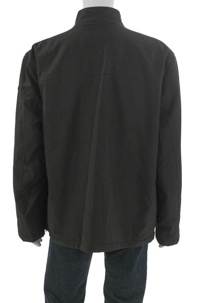 Calvin Klein Mens Windbreaker Jacket Black Polyester Zip Solid Fall Size 2XL