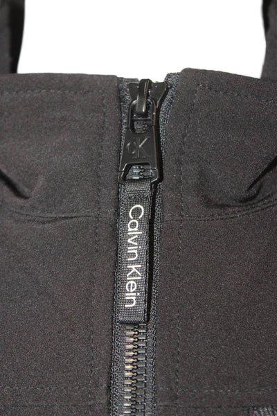 Calvin Klein Mens Windbreaker Jacket Black Polyester Zip Solid Fall Size 2XL
