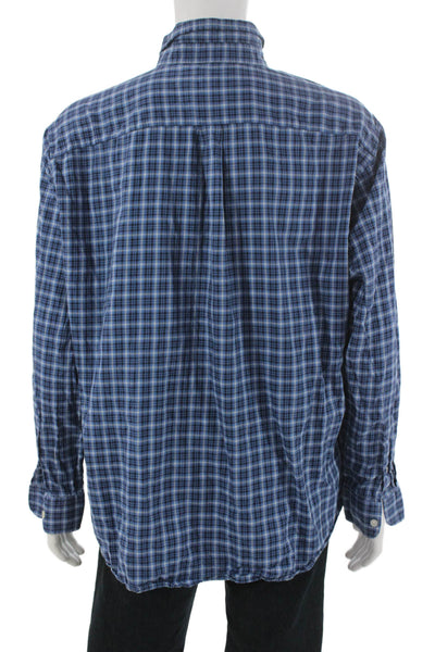 Vineyard Vines Mens Cotton Plaid Button Down Shirt Blue Size 2XL