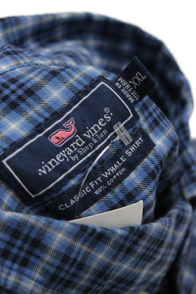 Vineyard Vines Mens Cotton Plaid Button Down Shirt Blue Size 2XL