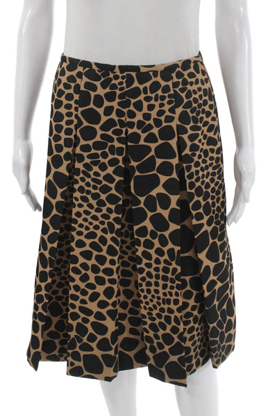 Michael Kors Women Pleated Animal Print Polyester Knee Length Skirt Size 4