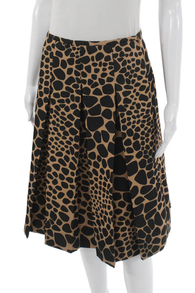 Michael Kors Women Pleated Animal Print Polyester Knee Length Skirt Size 4
