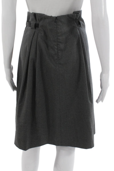 Jil Sander Women Gray Pleated Virgin Wool Skirt Size 34