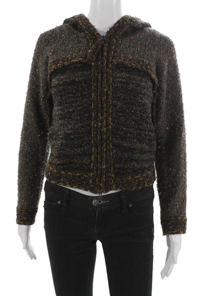 Curio Women Basic Jacket Multicolor Zip Round Neck Long Sleeve Size XS