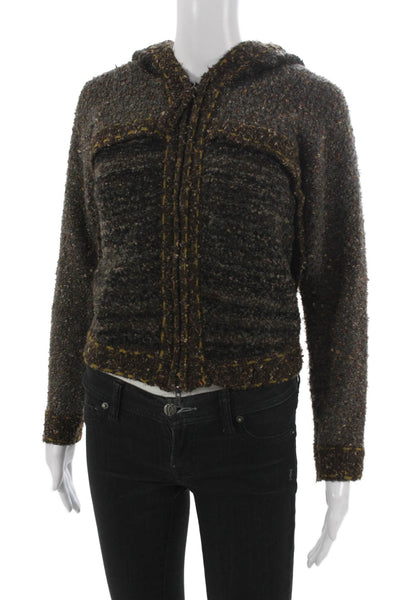 Curio Women Basic Jacket Multicolor Zip Round Neck Long Sleeve Size XS