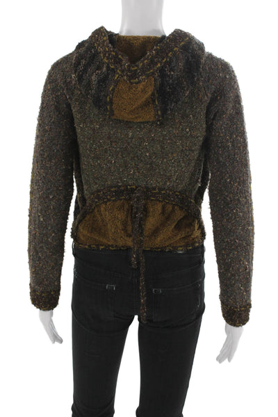Curio Women Basic Jacket Multicolor Zip Round Neck Long Sleeve Size XS