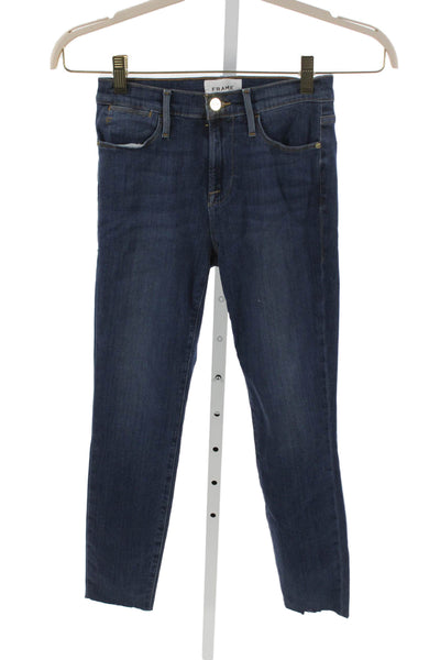 Frame Women Skinny Jeans Blue Mid Rise Button Modal Size 24