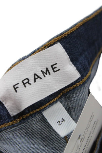 Frame Women Skinny Jeans Blue Mid Rise Button Modal Size 24