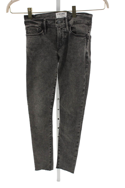 Frame Women Skinny Jeans Gray Cotton Mid Rise Inseam 28in Size 24