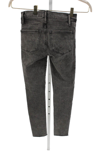 Frame Women Skinny Jeans Gray Cotton Mid Rise Inseam 28in Size 24