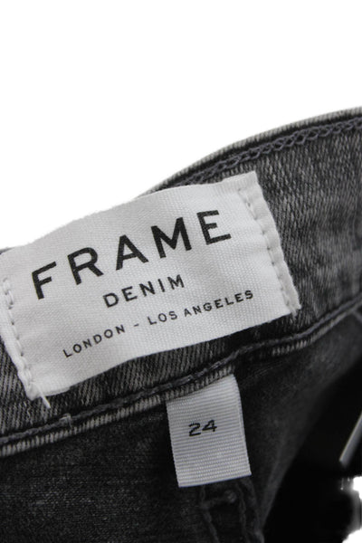 Frame Women Skinny Jeans Gray Cotton Mid Rise Inseam 28in Size 24