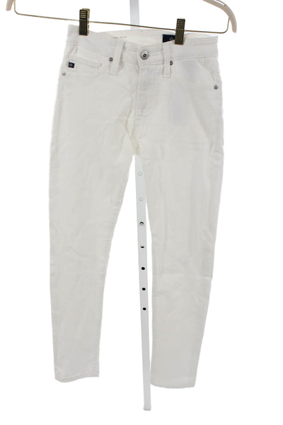 AG Women White Skinny Jeans High Waist Cotton Size 24