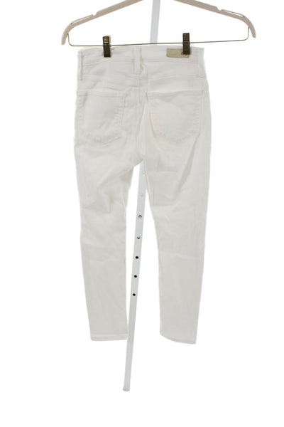 AG Women White Skinny Jeans High Waist Cotton Size 24