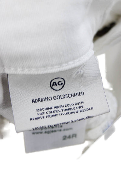 AG Women White Skinny Jeans High Waist Cotton Size 24
