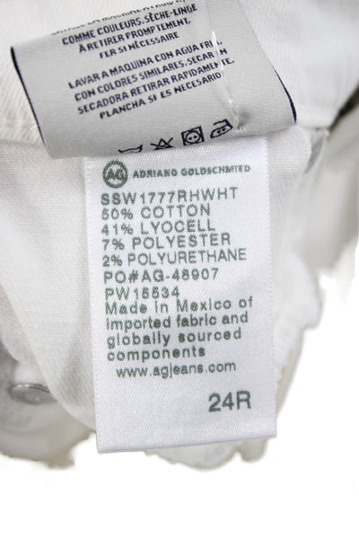 AG Women White Skinny Jeans High Waist Cotton Size 24