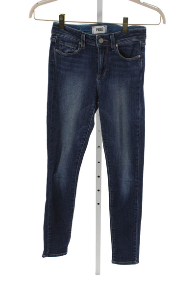 Paige Womens Skinny Jeans Blue Mid Rise Cotton Blend Size 24
