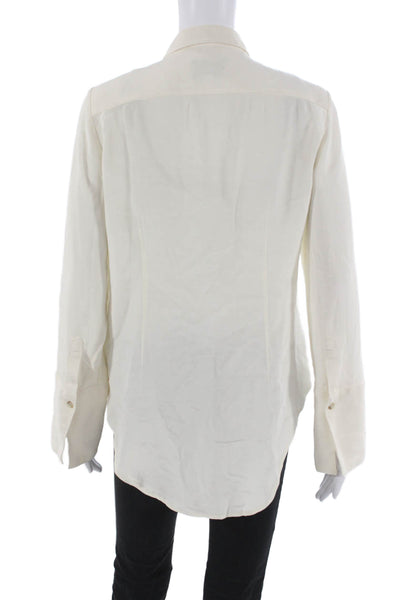 J Crew Collection Womens Ivory Silk Button Up Blouse Long Sleeve Size 6