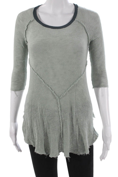 Intimately Free People Womens Tunic Green Rayon 3/4 Sleeve Round Neck Size XS