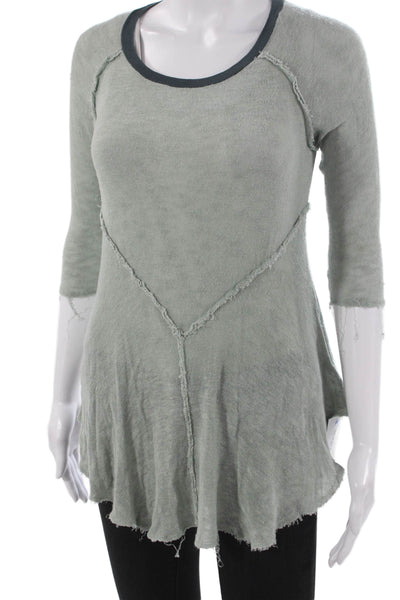 Intimately Free People Womens Tunic Green Rayon 3/4 Sleeve Round Neck Size XS