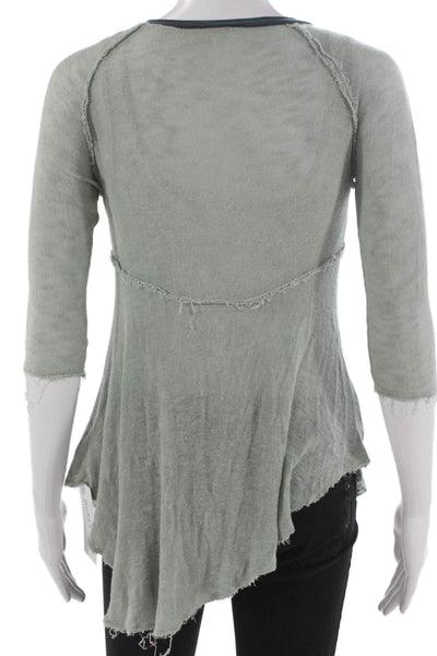 Intimately Free People Womens Tunic Green Rayon 3/4 Sleeve Round Neck Size XS