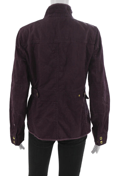 J Crew Womens Military Jacket Purple Cotton Long Sleeve Button Size S