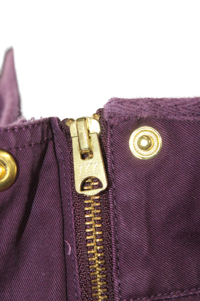 J Crew Womens Military Jacket Purple Cotton Long Sleeve Button Size S
