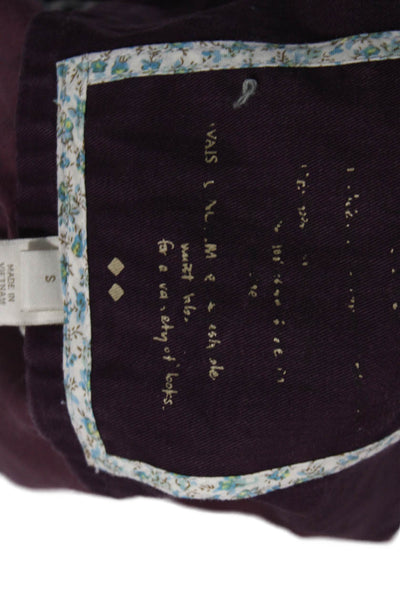 J Crew Womens Military Jacket Purple Cotton Long Sleeve Button Size S