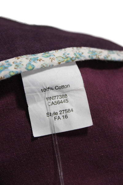 J Crew Womens Military Jacket Purple Cotton Long Sleeve Button Size S