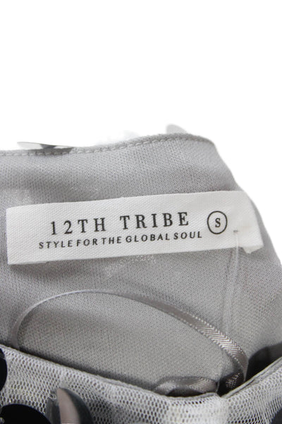 12th Tribe Womens Bodycon Silver Strapless Dress Polyester Sleeveless Size S