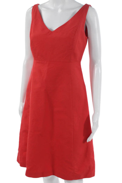 J Crew Women Fit & Flare Red Cotton V Neck Sleeveless Dress Size 4P