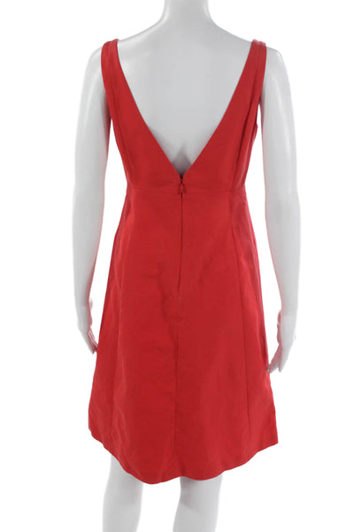 J Crew Women Fit & Flare Red Cotton V Neck Sleeveless Dress Size 4P