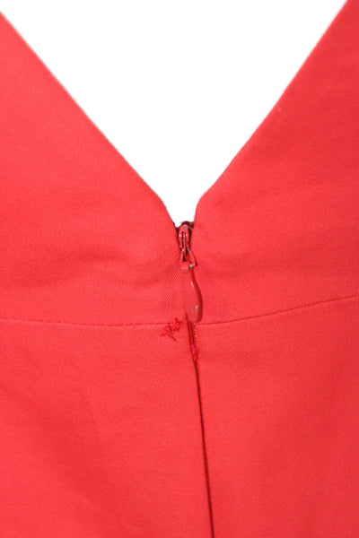 J Crew Women Fit & Flare Red Cotton V Neck Sleeveless Dress Size 4P