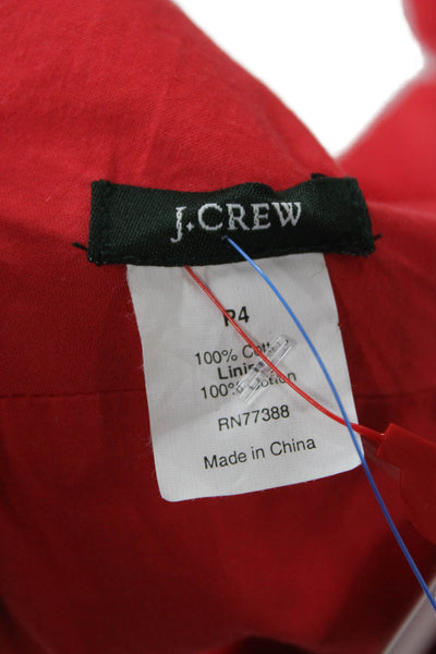 J Crew Women Fit & Flare Red Cotton V Neck Sleeveless Dress Size 4P