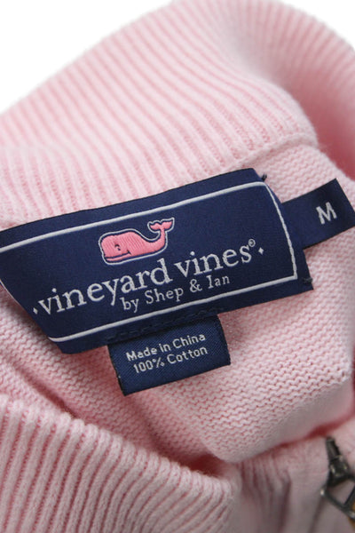 Vineyard Vines Men Pink Cotton Mock Neck Pullover Long Sleeve Size M