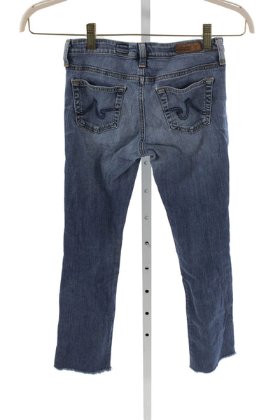 AG Adriano Goldschmied Women Ankle Jeans Blue Low Rise Cotton Blend Size 25